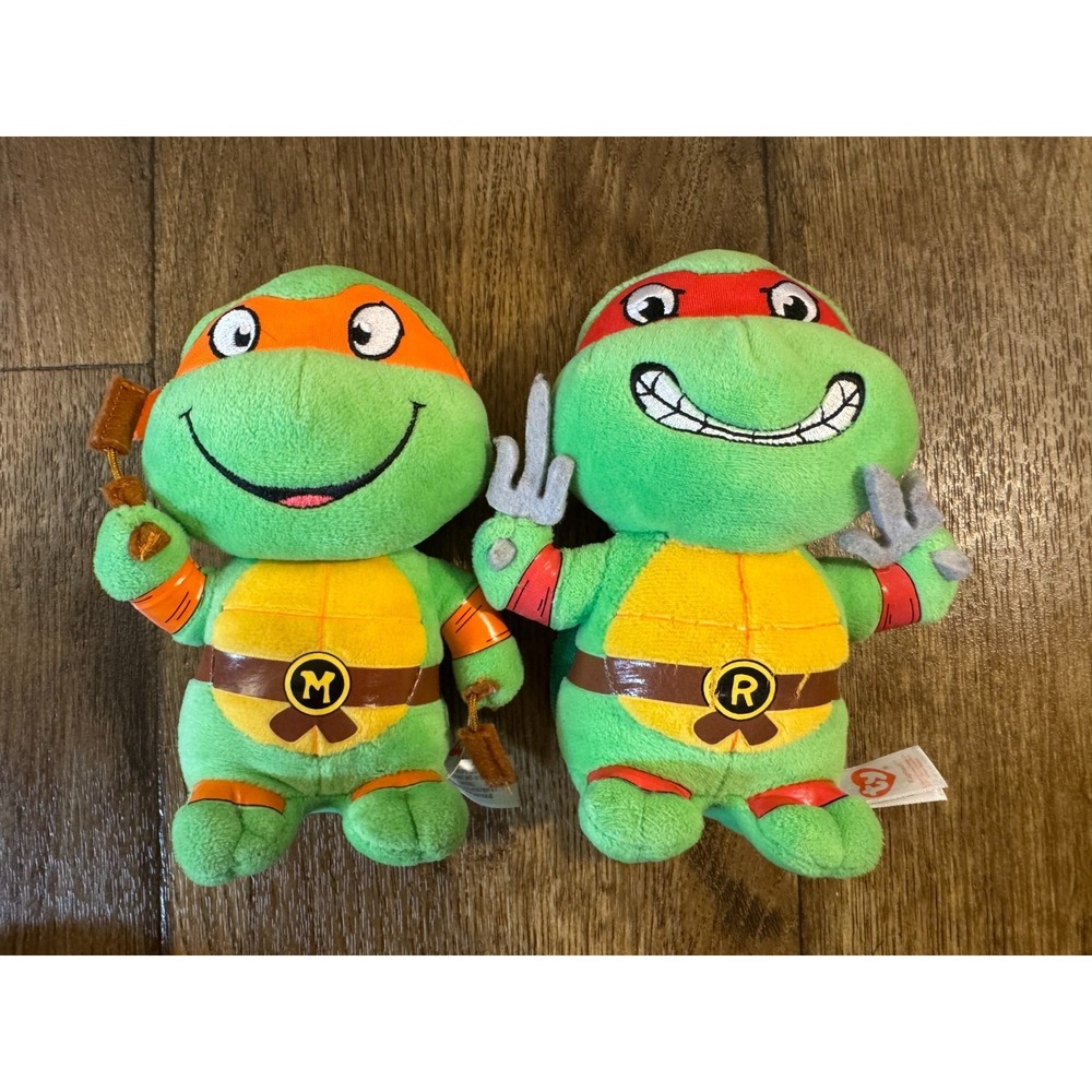 TY Teenage Mutant Ninja Turtles TMNT Plush Toy Lot Michaelangelo Raphael 2017 - Picture 5 of 10